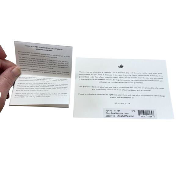 Brahmin Elisa Melbourne Large Leather Satchel Black Gold Registration Card - Picture 8 of 12